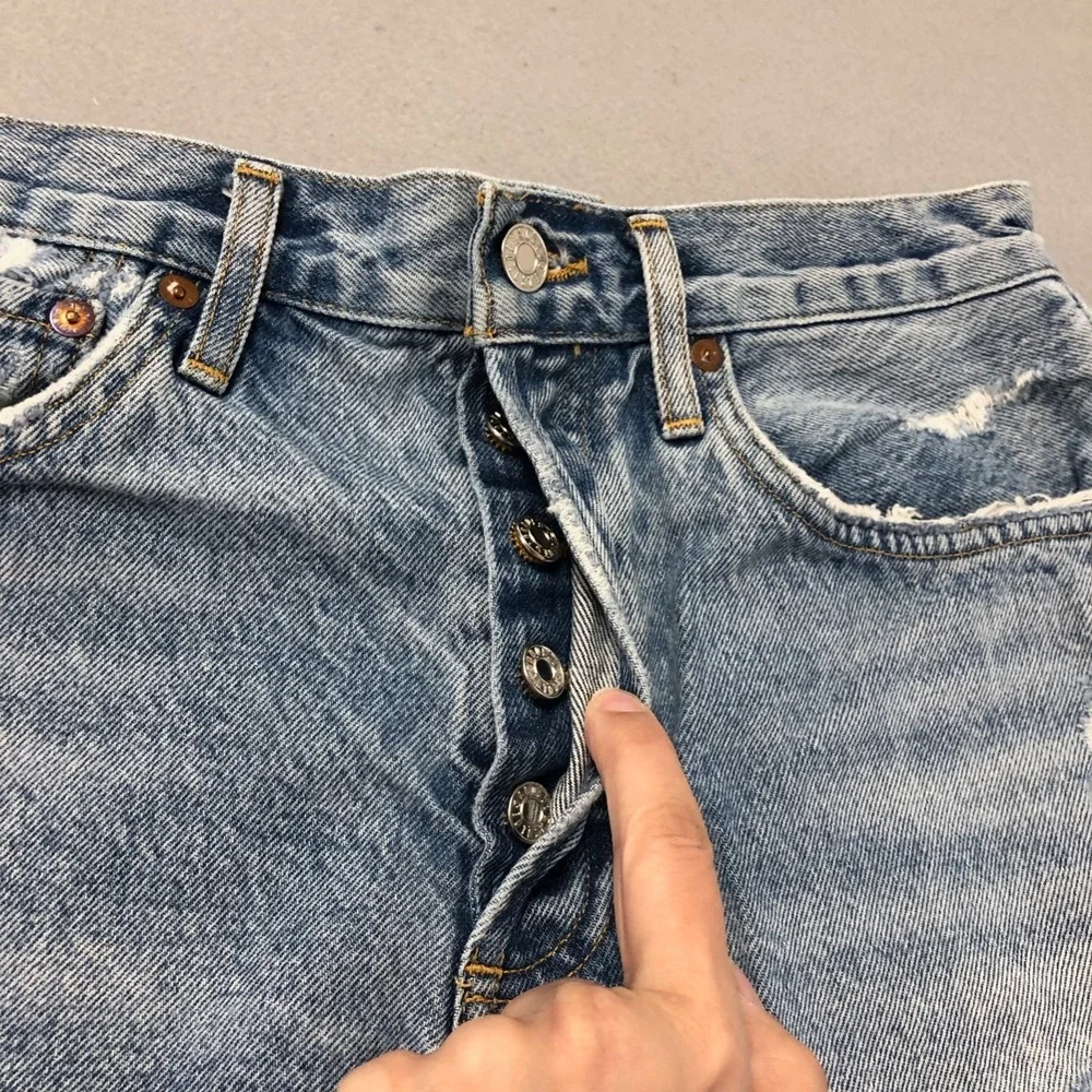 Agolde Parker Vintage Cut Off‎ Shorts Womens 27 4 Blue Denim Distressed Festival